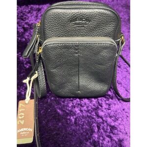 American Leather Co Cleveland Mini Crossbody Bag Black Pebbled Leather NWT